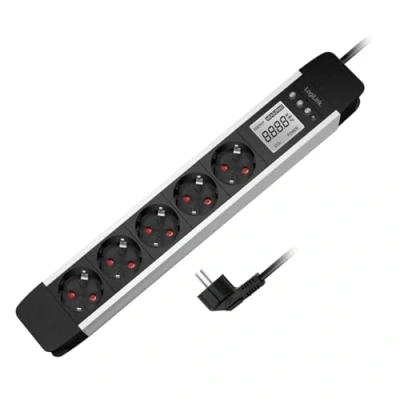 Abbildung von LogiLink LPS286 5 Fach Steckdosenleiste, LCD Display, Echtzeit Anzeige für Energieverbrauch/CO2 Emission