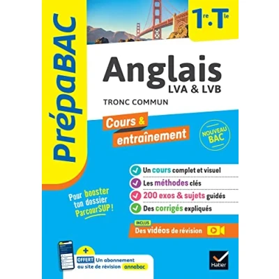 Abbildung von Prépabac Anglais 1re/Tle Bac 2025: cours, méthodes &amp; entraînement (programme de Terminale)