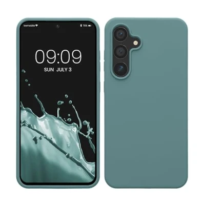 Abbildung von kwmobile Hülle kompatibel mit Samsung Galaxy S24 FE Silikon Handy Case Handyhülle weiche Oberfläche kabelloses Laden Arctic Night