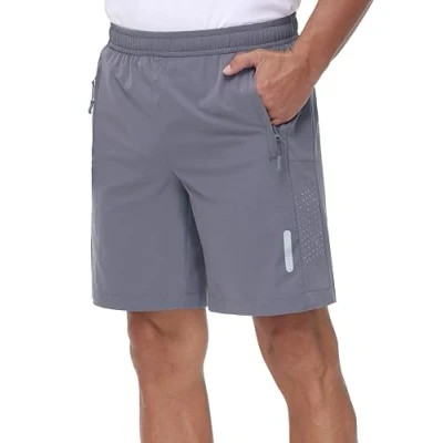 Abbildung von Rvinroo Sport Shorts Herren Schnelltrocknende Training Gym Bodybuilding lässige Basketball Atmungsaktive Laufshorts mit Reißverschlusstasche Grey 2XL