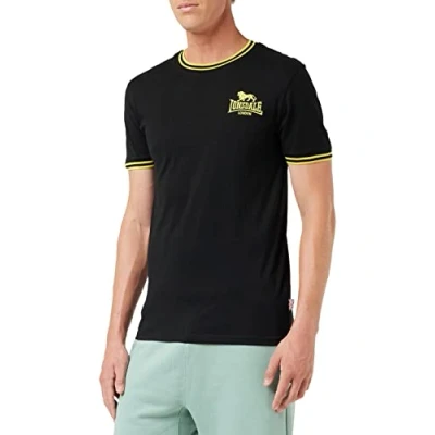 Abbildung von Lonsdale Men&#039;s DUCANSBY T Shirt, Black/Yellow, 3XL