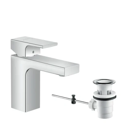 Abbildung von hansgrohe Waschtischarmatur &quot;Vernis Shape&quot;, 10cm, mit isolierter Wasserführung und Zugstangen Ablauf