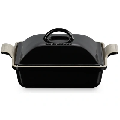 Abbildung von Le Creuset Auflaufform Tradition mit Deckel schwarz glänzend 30,6cm