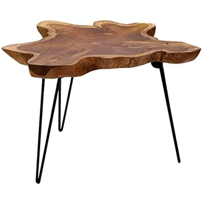 Abbildung von Brillibrum Beistelltisch Couchtisch Teak Holz Metall Teakholz Klapptisch robust