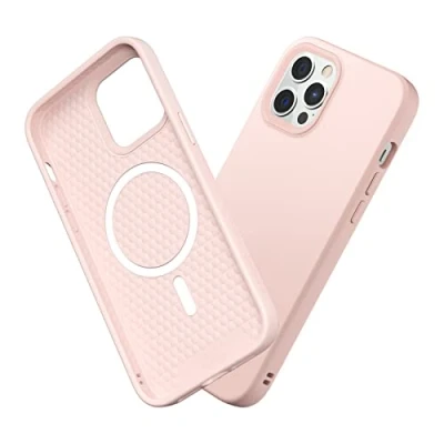 Abbildung von RhinoShield Case kompatibel mit [iPhone 12/12 Pro] SolidSuit MagSafe Stoßdämpfende &amp; schlanke Schutzhülle Premium Finish 3.5 Meter Fallschutz Samtrosa