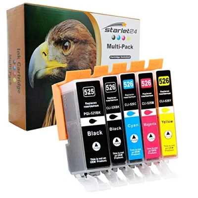 Abbildung von 5 x Druckerpatronen kompatibel mit Canon PGI 525 CLI 526 für Pixma iP 4800 4850 4900 4950 iX 6550 MG 5140 5150 5250 5350 6150