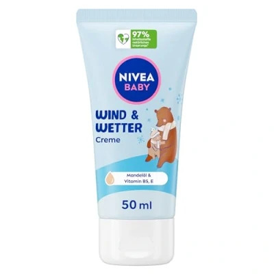 Abbildung von NIVEA Baby Wind &amp; Wetter Creme, Babycreme schützt vor und Kälte, Feuchtigkeitscreme mit Mandelöl für zarte Babyhaut, Hautpflege Babys Shea Butter Vitaminen (50 ml)