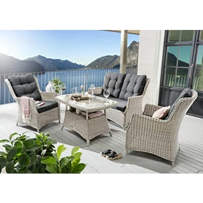 Abbildung von Destiny Garten Essgruppe &quot;CASA&quot;, (13 tlg., 1x 2er Sofa, 2x Sessel, Tisch, inkl. Auflagen), Aluminium, Polyrattan