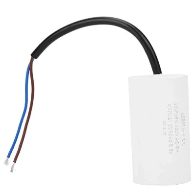 Abbildung von Motorstartkondensator, CBB60 Motorlaufkondensator, 450 V 20 uF Mikrofaradkondensator mit Kabel zum Starten des Motors