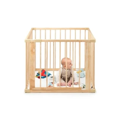 Abbildung von dibea Laufgitter Baby Laufstall, Holz (4 tlg), mit Tür, Höhe 68 cm, 4 Elemente je 90 cm x
