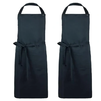 Abbildung von ZOLLNER 2er Set Kochschürze in schwarz robuste Grillschürze mit aufgenähten Taschen für Damen und Herren Baumwolle 75x100 cm Bindebänder waschbar bis 60C Oeko Tex® zertifiziert