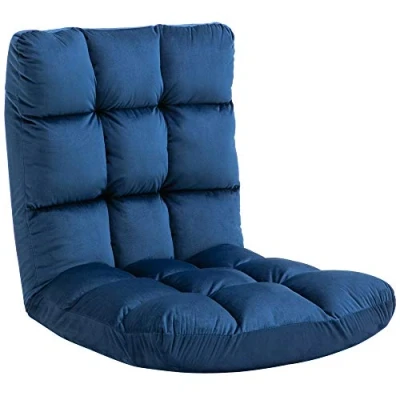 Abbildung von HOMCOM Sitzkissen Bodenstuhl 3 in 1 Klappbar Bodensessel mit Rückenlehne, Metall Schaumstoff Blau 55 x 71 53,5 cm