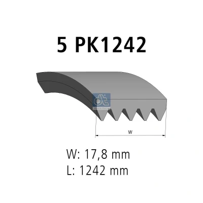 Abbildung von DT Spare Parts 6.31507 Keilrippenriemen 1242 5 OPEL: Vectra C Caravan, Signum CC, MITSUBISHI: ASX SUV, Lancer 8 Schrägheck