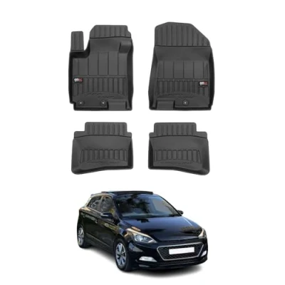 Abbildung von Fußmatten Gummimatten kompatibel mit Hyundai i20 II 2014 2020 OMAC Premium 3D Schwarz TPE Gummi