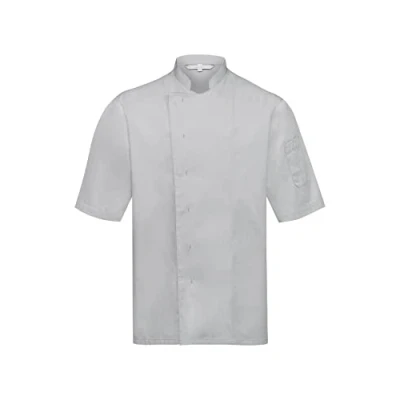 Abbildung von GREIFF Gastro Moda Herren Cuisine Basic Kochjacke Halbarm Regular Fit Lichtgrau Hellgrau Modell 5562 Größe L