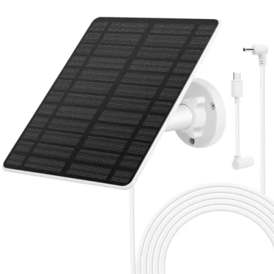 Abbildung von Solarmodul für Ring Kamera,GuKKK 5W Kamera Solarpanel kompatibel mit Spotlight Cam/Pro/Plus Akku &amp; Stick Up Cam/Pro Barrel Plug 4m Ladekabel IP65 Wasserdicht Solar Ladegerät
