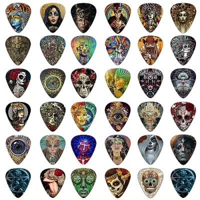 Abbildung von 36 Stück Guitar Picks CONNECTION Gitarre Plektrum Akustikgitarre Gitarren Plektren Set 0.5/0.71/1/1.2mm 4 Verschiedene Stärke Celluloid für E Ukulele Zubehör