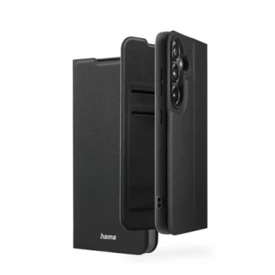 Abbildung von Hama Handyhülle für Samsung Galaxy S25+ (Handytasche, Etui mit Kartenfach, Standfunktion, zum Aufstellen, extra Schutz von Display und Kamera, Magnet, Klapphülle, weich) schwarz