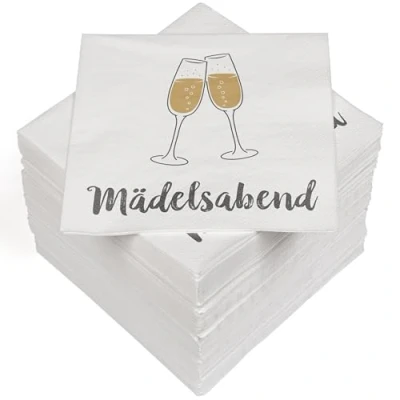 Abbildung von HEKU 100 Servietten, 3 lagig, 33x33cm I Saugstark und praktisch verpackt Hergestellt in Europa Ideal für Hochzeiten, Jubiläen besondere Anlässe, Mädelsabend