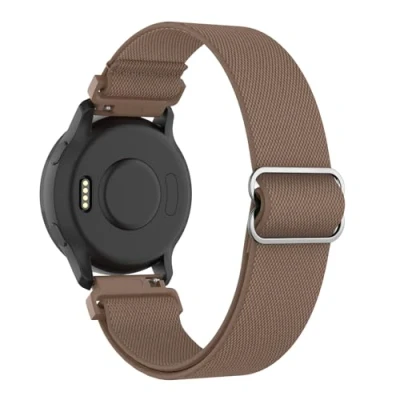 Abbildung von MoKo Uhrenarmbänder Kompatibel mit Garmin Venu 2S/Venu 3S/Vivoactive 4S/Vivomove 3S/Forerunner 255S/255S Music/265S, Dehnbar Nylon Armband, 18mm Elastisches Verstellbares Ersatzarmband, Rosa