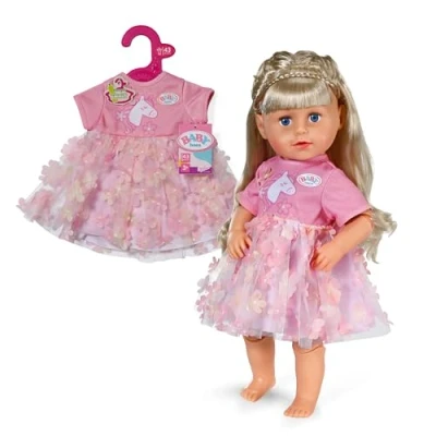 Abbildung von BABY born Blumenkleid mit Einhorn 43cm, Puppenkleid für 43cm Puppen, 839393 Zapf Creation