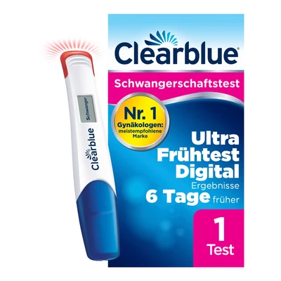 Abbildung von Clearblue Schwangerschafts Teststreifen Ultra Frühtest 6 Tage früher Digital, 99% zuverlässig 1 St., Digitales Ergebnis