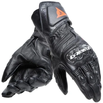 Abbildung von Dainese Carbon 4 Long Gloves, Lange Sport Motorradhandschuhe aus Leder, Knöchelschoner Carbon, Mann, Schwarz/Schwarz/Schwarz, XL