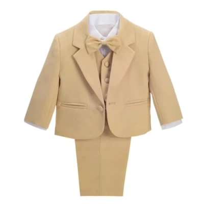 Abbildung von Lito Angels Baby Anzug Jungen Hochzeit, 5 Teiliges Set (Sakko, Weste, Hemd, Hose &amp; Krawatte), Khaki, Größe 18 24 Monate 92 (Tag Nummer 02)