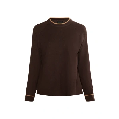 Abbildung von DREIMASTER Klassik Damen Strickpullover XS/S / Dunkelbrauner Sand 50% Viskose 28% Polyester 22% Nylon