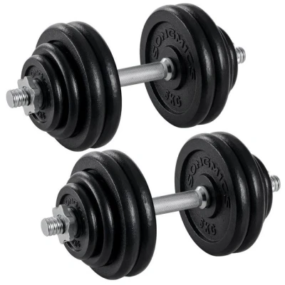 Abbildung von SONGMICS Hanteln, Hantelset aus Gusseisen, Kurzhanteln, 2 x 30 kg, verstellbar, Workout, Fitnesstraining, Gewichtheben für Zuhause, Fitnessstudio, tintenschwarz SYL60BS