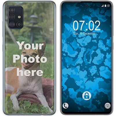 Abbildung von PhoneNatic personalisierte Handyhülle für Galaxy A51 in Clear Custom Case zum selbst gestalten mit eigenem Foto Bild Text individuell (Galaxy A51, Clear)
