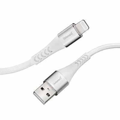 Abbildung von Intenso USB Cable A315L, A auf Lightning Daten und Ladekabel, MFi zertifiziert, 12 Watt, Nylon, 1.5 Meter, weiß