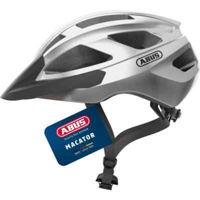 Abbildung von ABUS Rennradhelm Macator sportiver Fahrradhelm für Einsteiger auch Zopfträger/ innen Damen und Herren Silber, Größe S