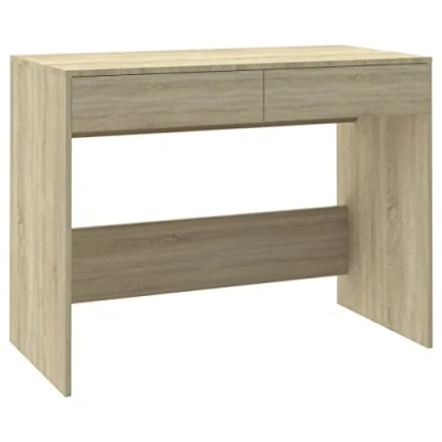 Abbildung von vidaXL Schreibtisch mit 2 Schubladen Computertisch Bürotisch PC Tisch Arbeitstisch Laptoptisch Büromöbel Sonoma Eiche 101x50x76,5cm Holzwerkstoff