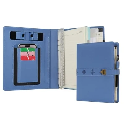 Abbildung von WASON A5 Tagebuch Liniertes Kompositions Notizbuch mit Stift, Nachfüllbarem Papier Herausnehmbares Klemmbrett Ringbuch Portfolio Notizblock für Schule Reisearbeit und Organizer (Hellblau)