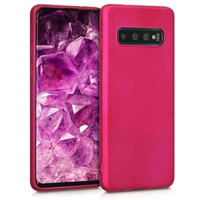 Abbildung von kwmobile Case kompatibel mit Samsung Galaxy S10 Hülle Schutzhülle aus Silikon metallisch schimmernd Handyhülle Metallic Pink