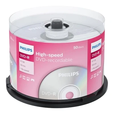 Abbildung von Philips DVD Rohling R 4,7 GB 16x Speed in Cakebox 50 Stück