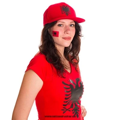 Abbildung von 10 x Albanien tattoo Fan Fahnen Set Albania temporary Flag (10)