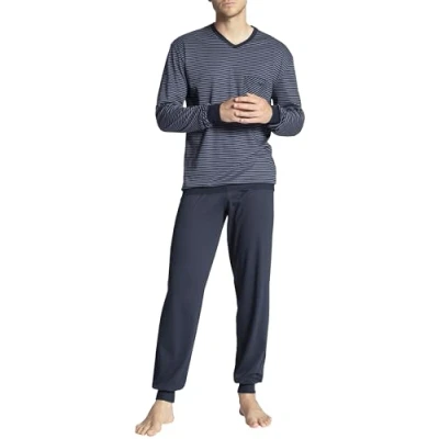 Abbildung von Calida BÜNDCHEN Pyjama, Herren, Größe: Small, Dark sapphire