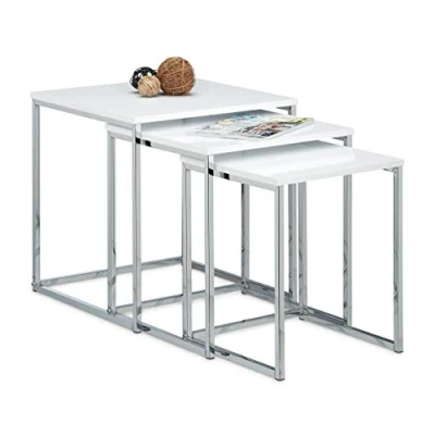 Abbildung von relaxdays Beistelltisch Beistelltische 3er Set Metallbeine, Weiß