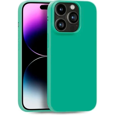 Abbildung von MyGadget Hülle kompatibel mit iPhone 14 Pro robuste Silikon Schutzhülle TPU Case Slim Silikonhülle Back Cover Ultra Kratzfest Handyhülle matt Smaragdgrün