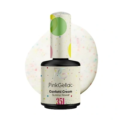Abbildung von Pink Gellac UV Gel Nagellack 351 Confetti Cream 15 ml Lack Weiß Lang Anhaltend Polish Nägel in Salonqualität Nails Lampe Made Holland