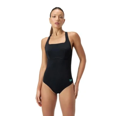 Abbildung von Speedo Womens FLEX BAND Swimsuit WITH Built IN SWIM BRA Badeanzug, Damen, Größe: 36, Anthracite