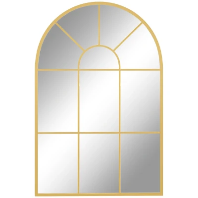 Abbildung von HOMCOM Wandspiegel Fensterspiegel 91 x 60 cm Dekorativ Spiegel mit Metallrahmen Gold
