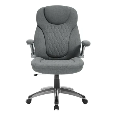 Abbildung von WOLTU Bürostuhl 200kg Belastbarkeit, Schreibtischstuhl ergonomisch, Chefsessel mit Kopfstütze Armlehnen, Drehstuhl Rollen, Bürosessel höhenverstellbar, Armlehnstuhl drehbar, Stoff, Grau, BS169gr