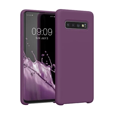 Abbildung von kwmobile Hülle kompatibel mit Samsung Galaxy S10 Silikon Handy Case Handyhülle weiche Oberfläche kabelloses Laden Magenta Lila