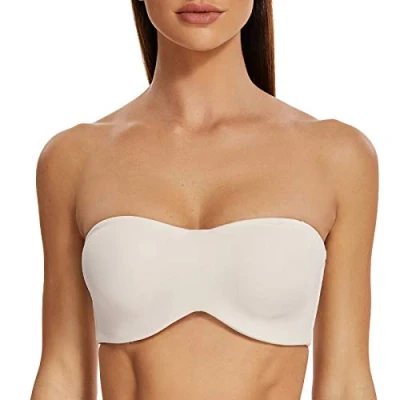 Abbildung von MELENECA Damen Trägerloser BH Bügel,Ohne Einlagen,Große Größe Minimizer Bandeau gebrochenes weiß 80C