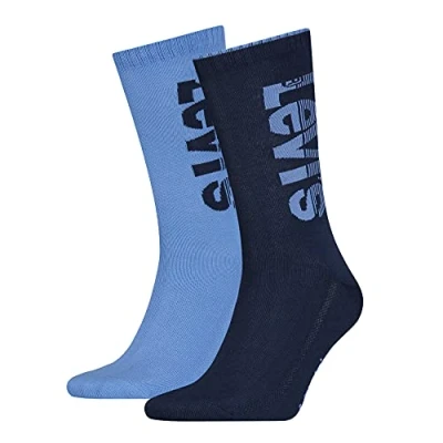 Abbildung von Levi&#039;s Unisex Adult Diagonal Logo Regular Cut 2 Pack Classic Sock, Blue Combo, 39/42