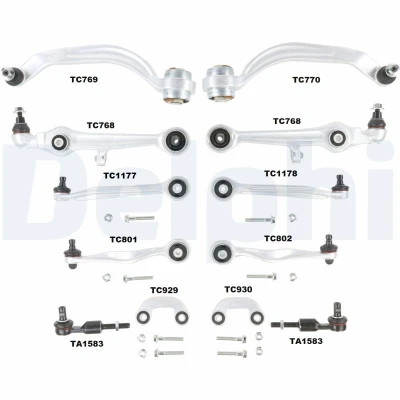 Abbildung von DELPHI TC1300KIT Querlenker Reparatursatz Vorderachse AUDI: A4 B5 Avant, Limousine, VOLKSWAGEN: Passat Variant, Limousine