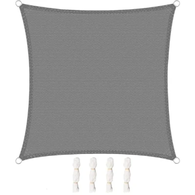 Abbildung von WOLTU Sonnensegel Wasserdicht 4x4m Quadratisch 95% UV Schutz Segeltuch 180 g/m² Polyester Sonnenschutz Schattenspender für Balkon Terrasse Garten, mit Befestigungsseilen, Grau